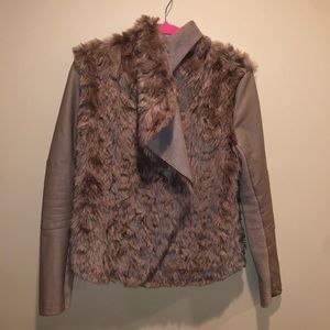 Suede Taupe Faux Fur / Leather Jacket